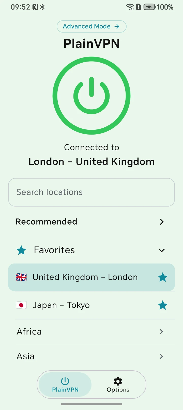 PlainVPN Android — Simple mode