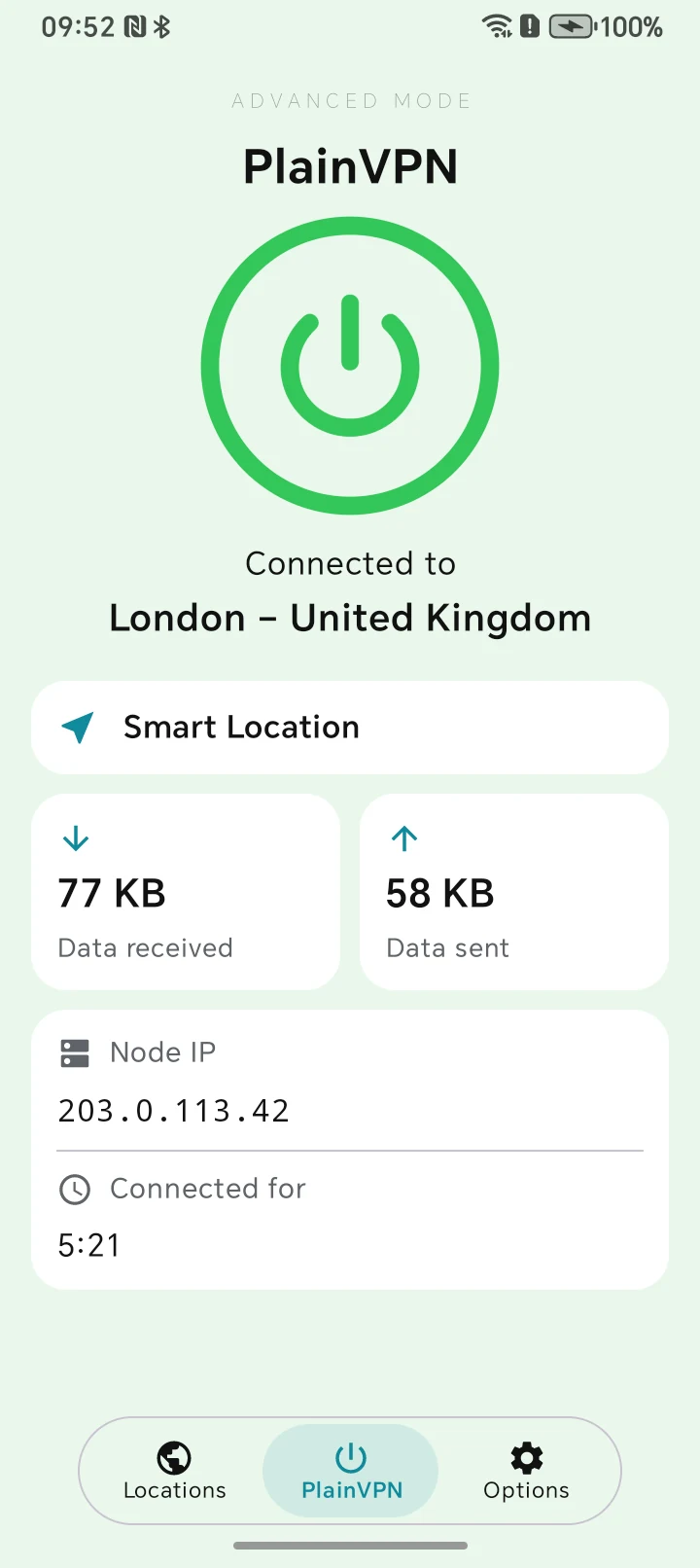 PlainVPN Android — Advanced mode