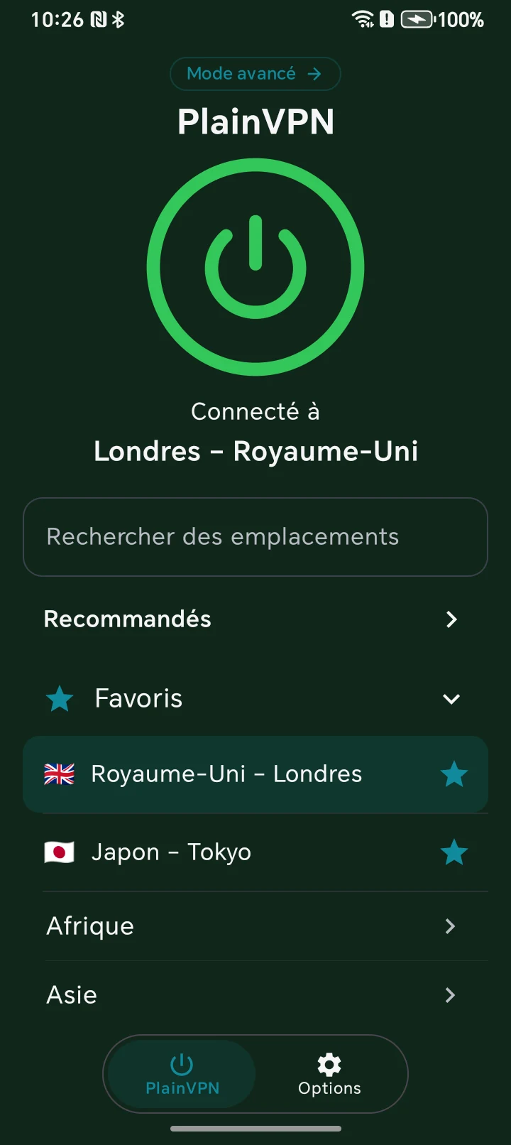 PlainVPN Android — Mode Simple
