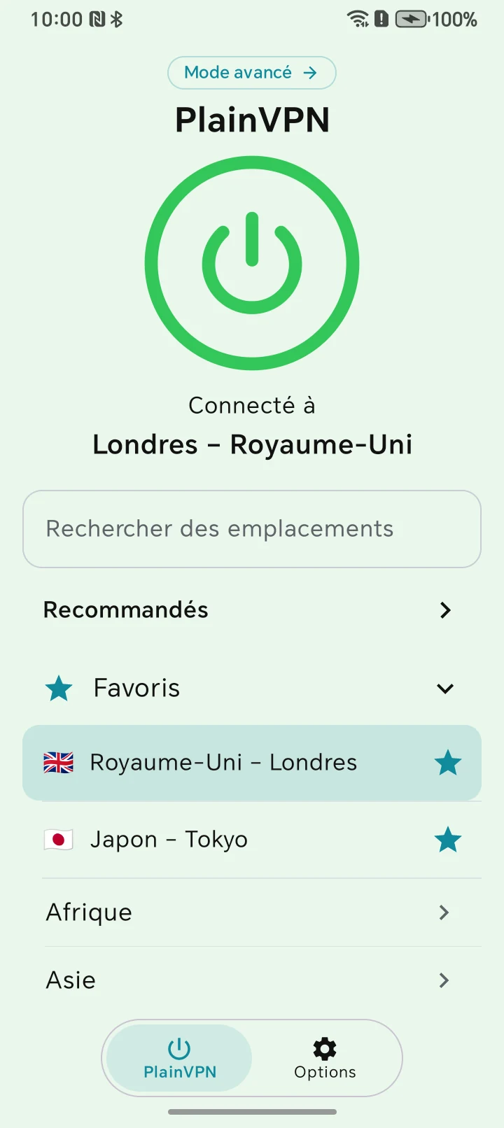 PlainVPN Android — Mode Simple