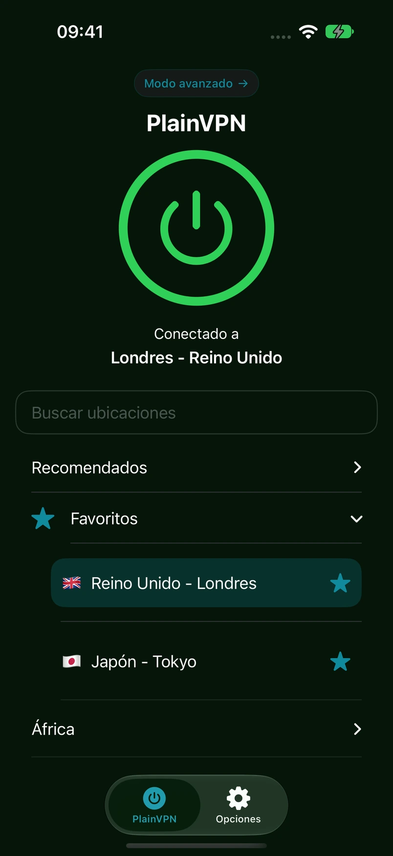 PlainVPN iPhone — Modo Simple