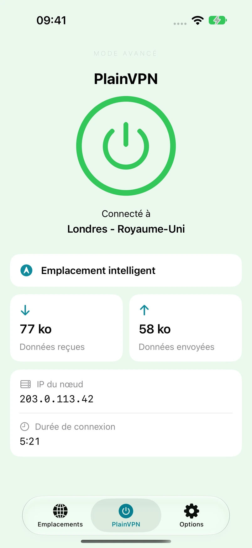 PlainVPN iPhone — Mode Avancé