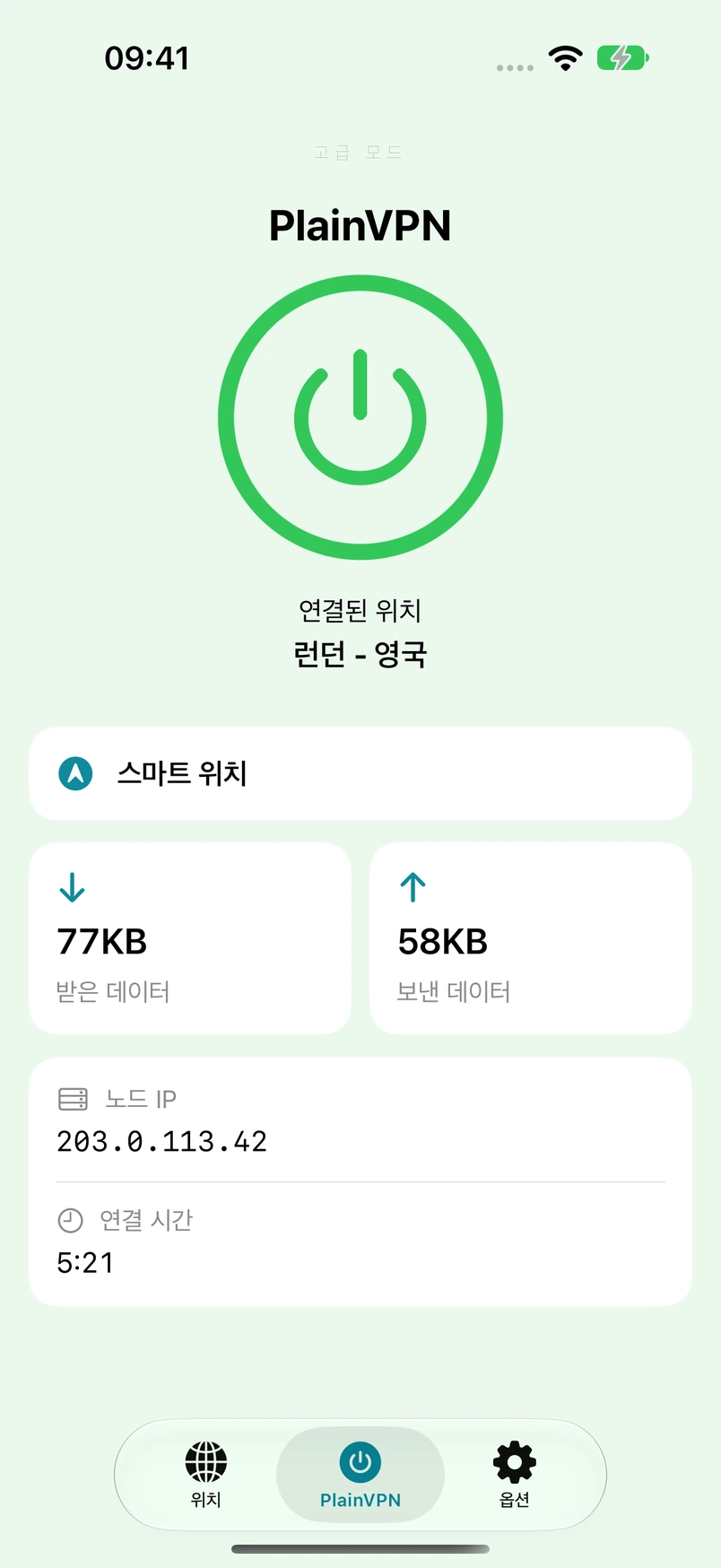 PlainVPN iPhone — 고급 모드