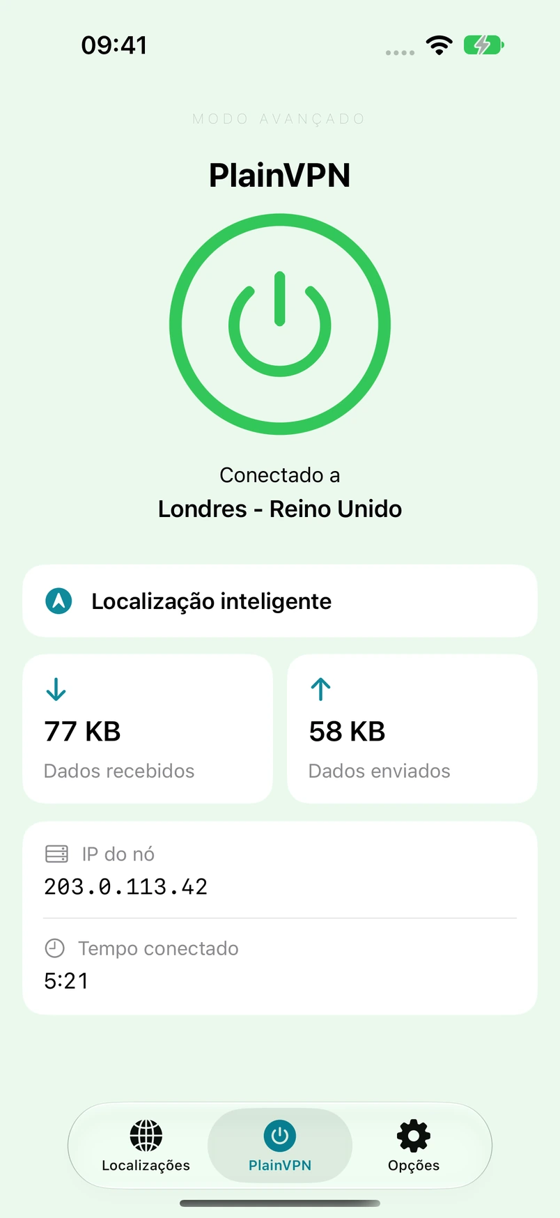 PlainVPN iPhone — Modo Avançado