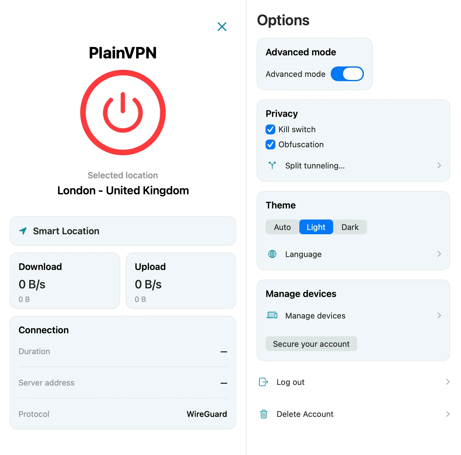 PlainVPN — Help prevent traffic leaks with Kill Switch