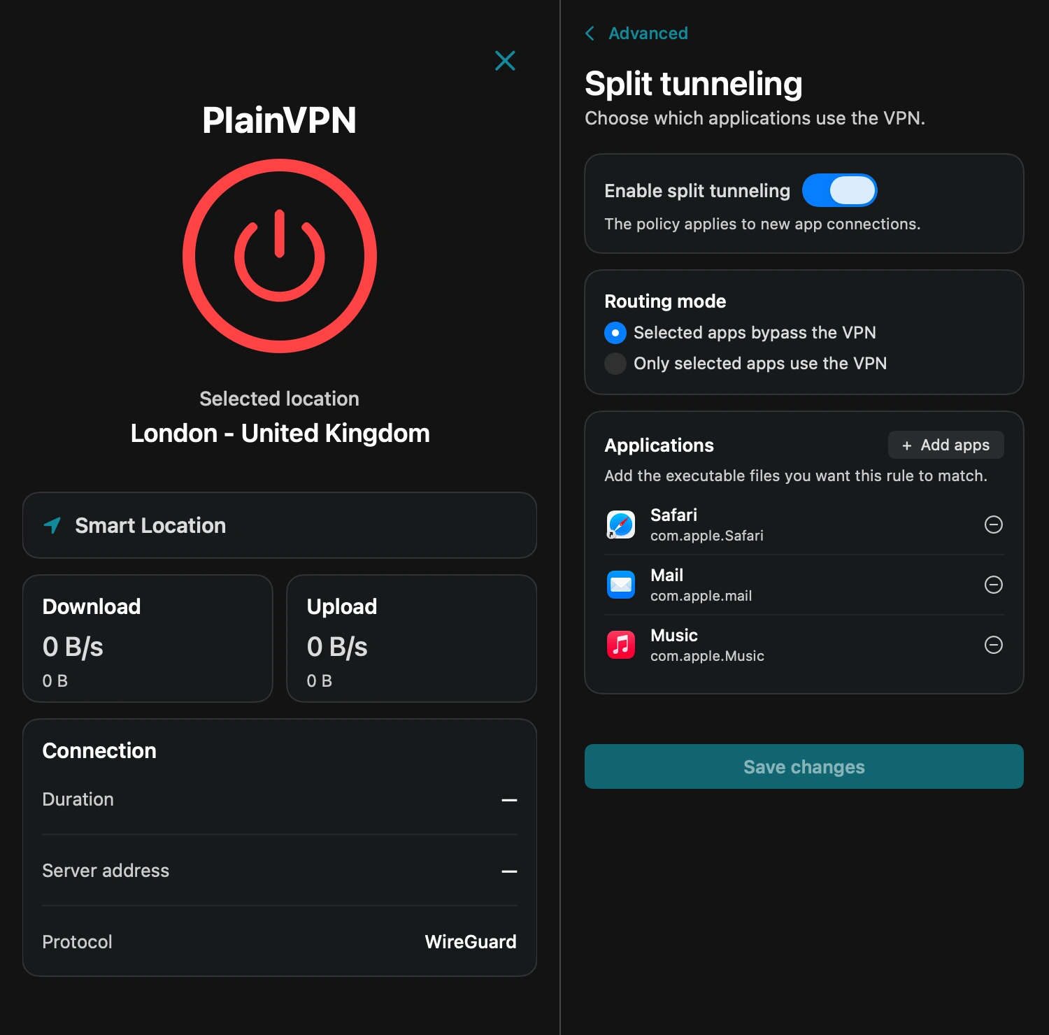 PlainVPN — Choose which Mac apps use the VPN