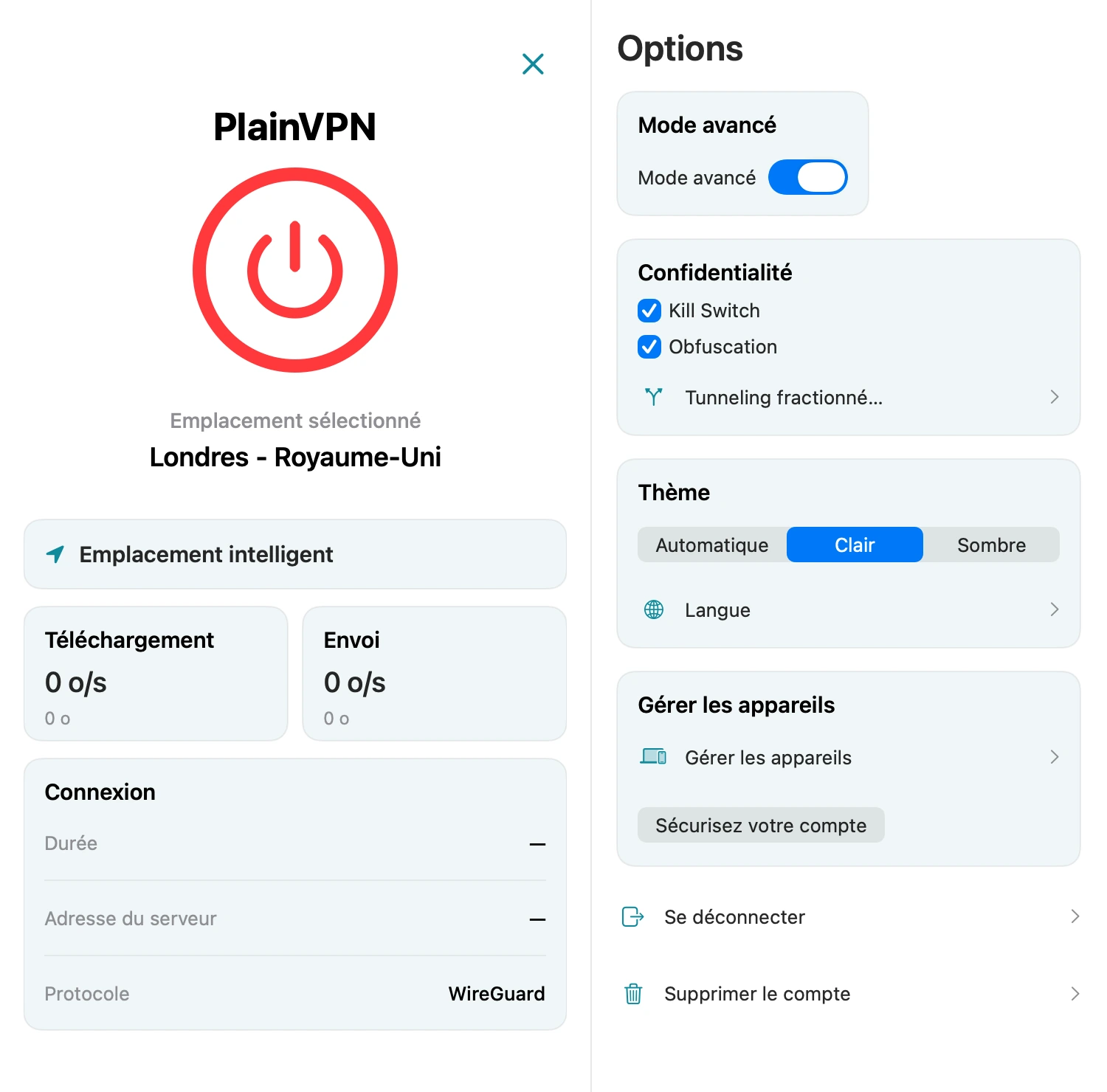 PlainVPN — Limitez les fuites de trafic avec Kill Switch