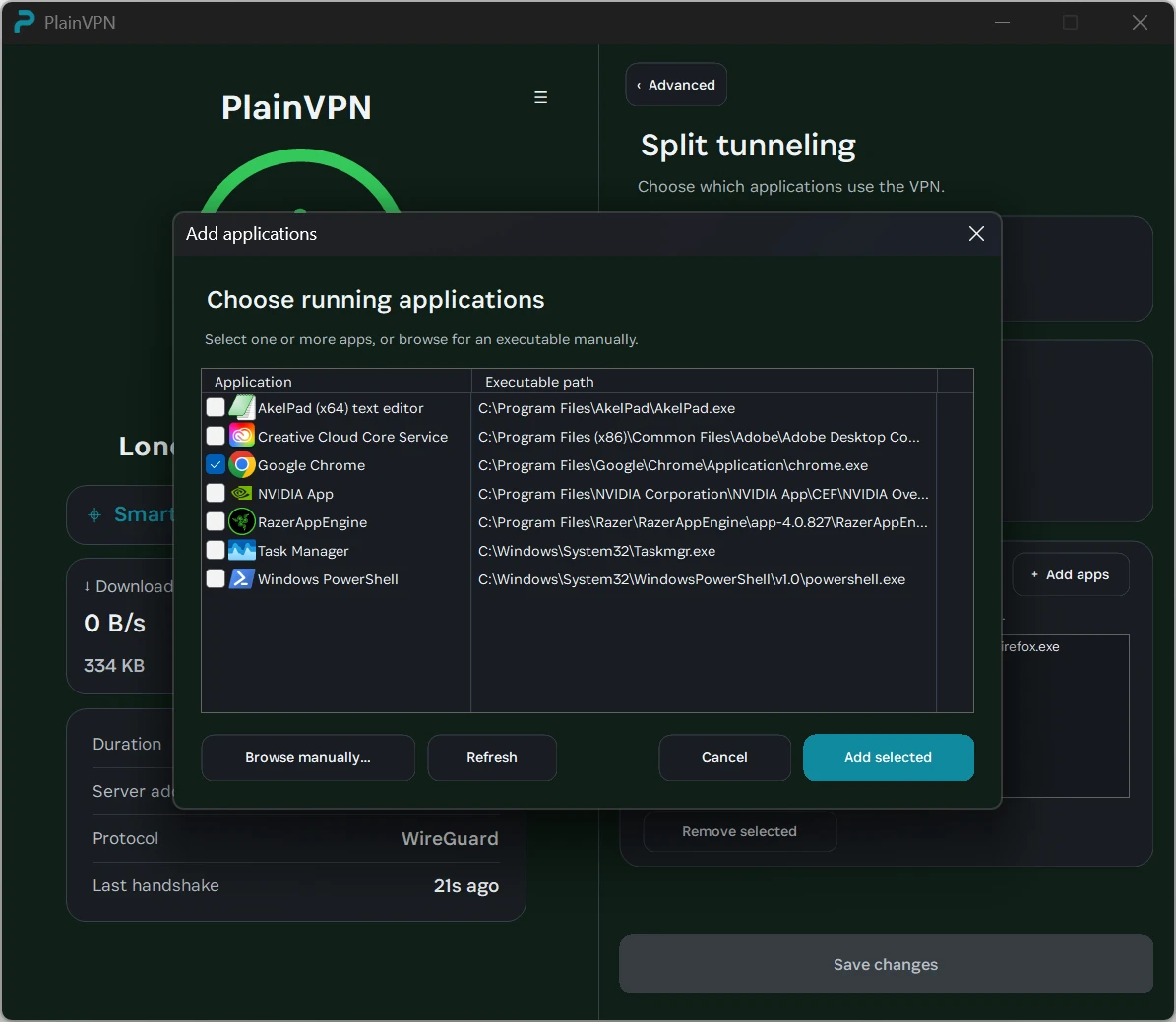 PlainVPN — Choose which Windows apps use the VPN