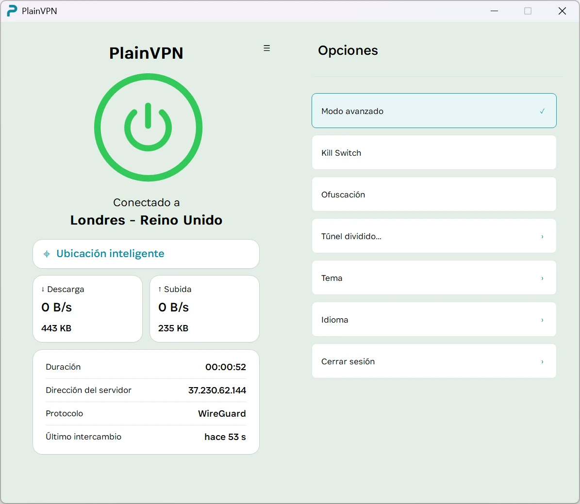 PlainVPN — Ayuda a evitar fugas con Kill Switch