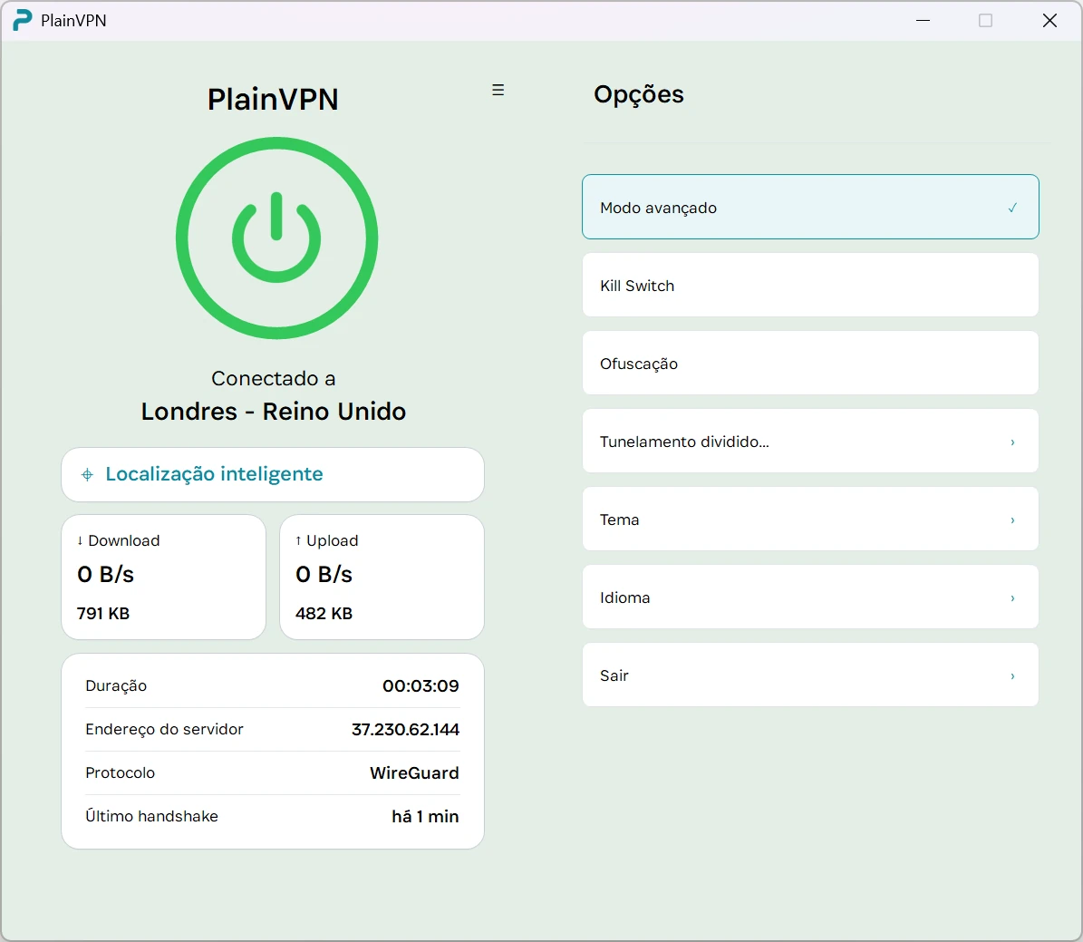 PlainVPN — Ajude a evitar vazamentos com o Kill Switch
