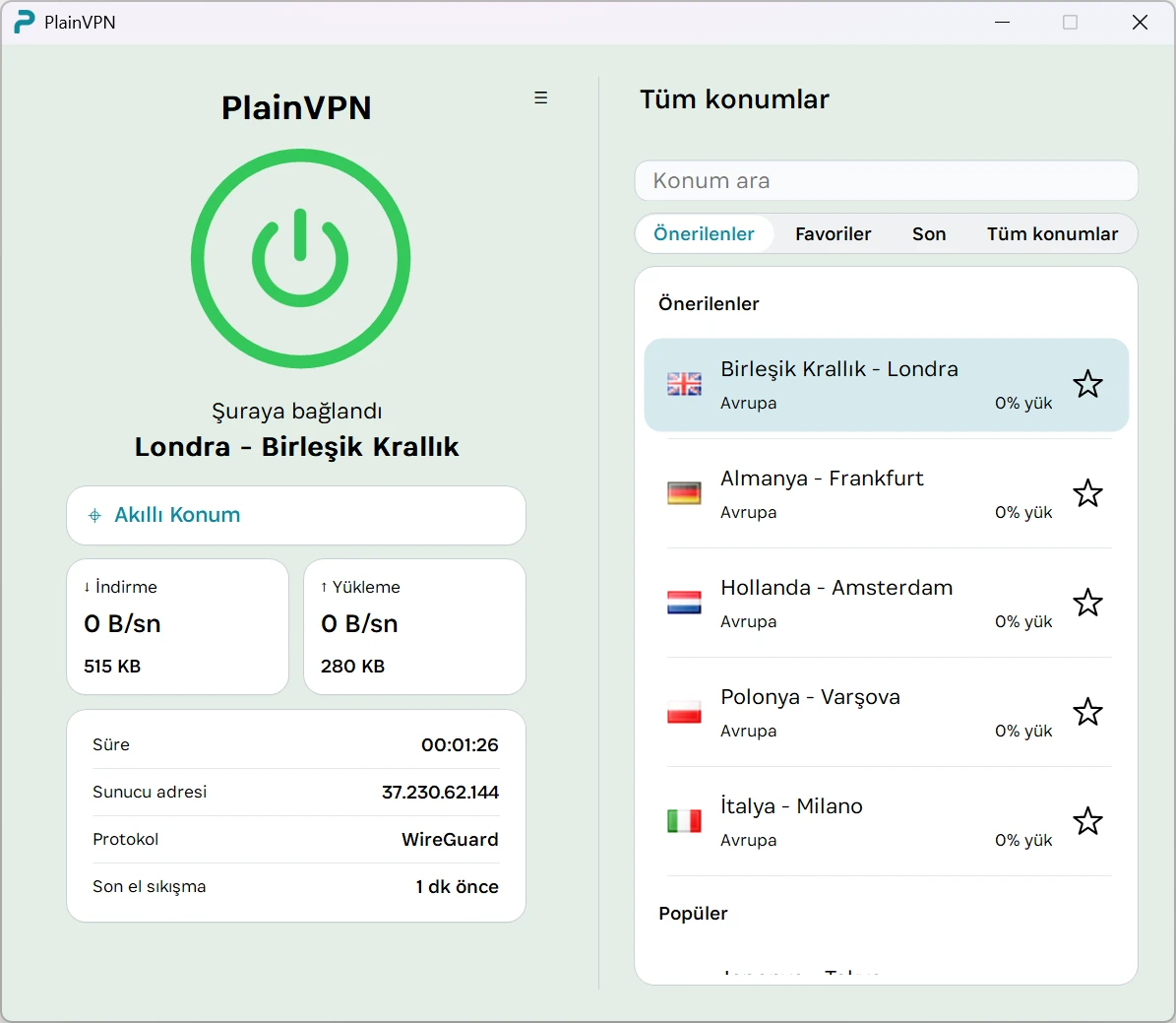 PlainVPN &mdash; Gelişmiş mod